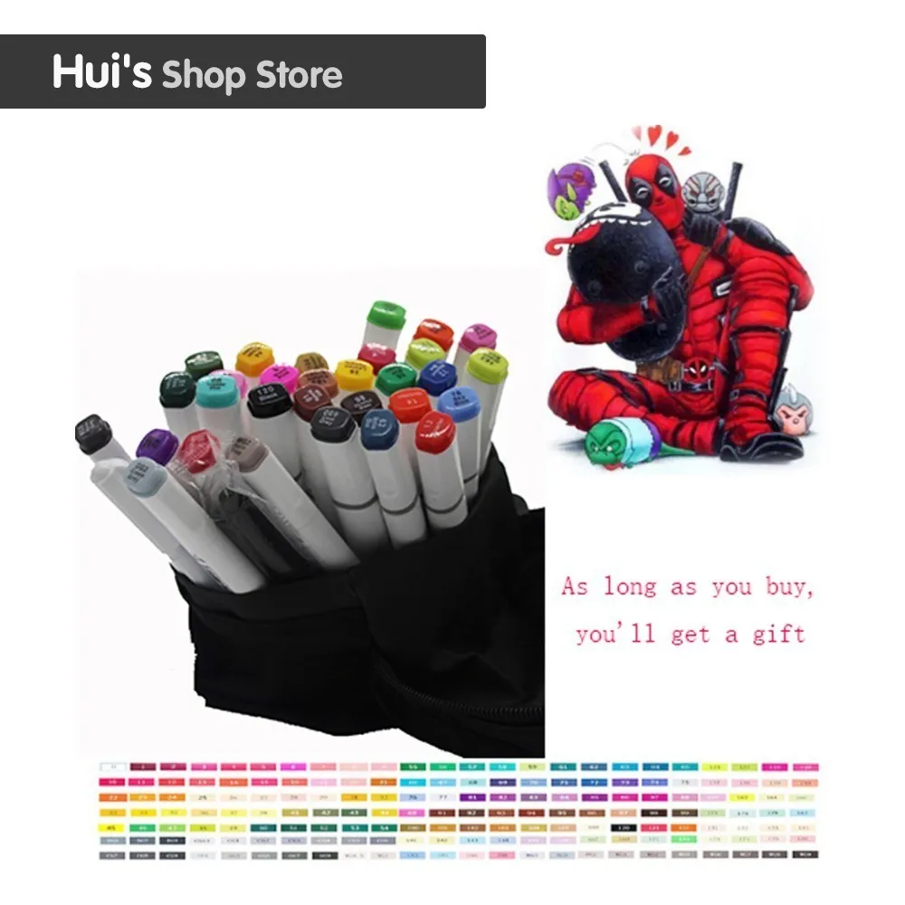 

Hot Sale 30 color Oily double-headed marker six generations upgrade comics is comic school supplies copic markers