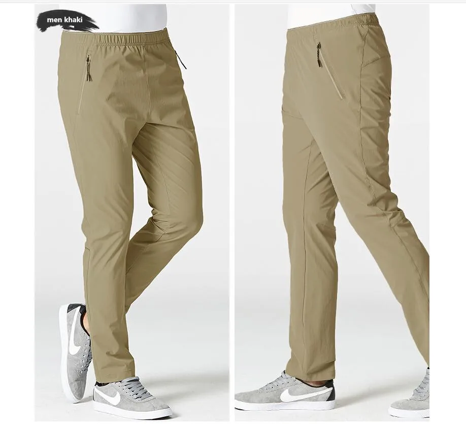 Hombres de secado rápido pantalones sección delgada Primavera Verano al aire libre senderismo escalada senderismo más tamaño elástico pantalones respirables L-6XL