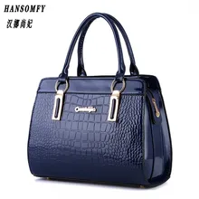 100% Genuine leather Women handbag 2017 New Bright lacquered stone fashion style European style atmosphere shoulder