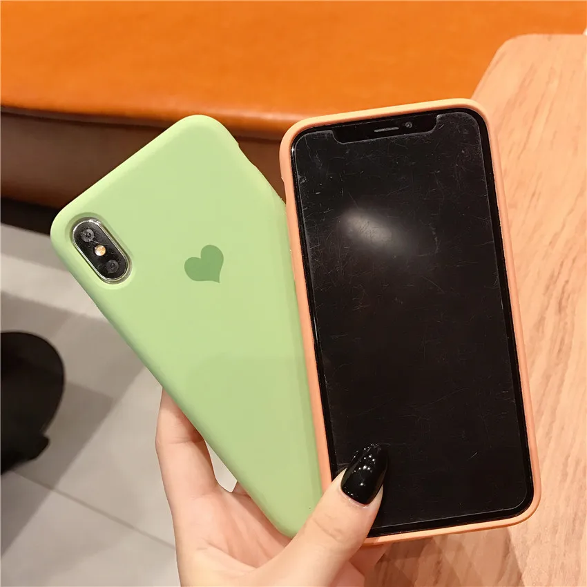 Карамельный цвет для iPhone 7 Чехол Love для iPhone 6 6s 7 8 11 Pro Plus X XS XR Xs Max силиконовый чехол для телефона мягкий ТПУ задняя крышка - Цвет: Зеленый