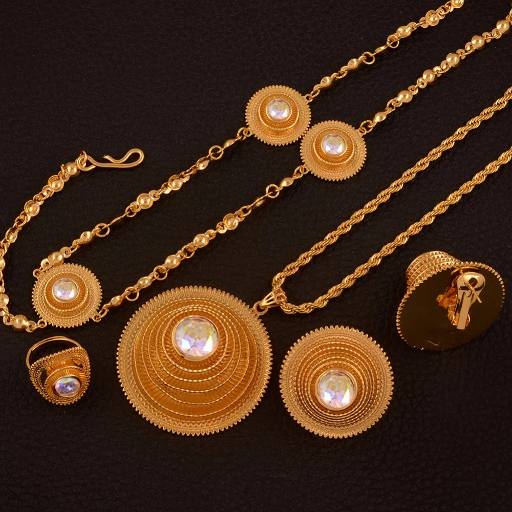 Anniyo высокое качество эфиопские Ювелирные наборы ожерелье/серьги/Кольцо/голова цепи для женщин африканские эритрейские свадебные подарки#047811