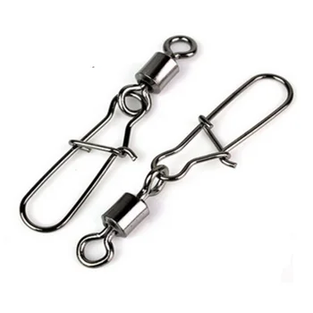 

10PCS/LOT Fishing Connector Pin Bearing Rolling Swivel 1-12 Hook Lure Connector Fishing Stainless Steel Swivel Snap