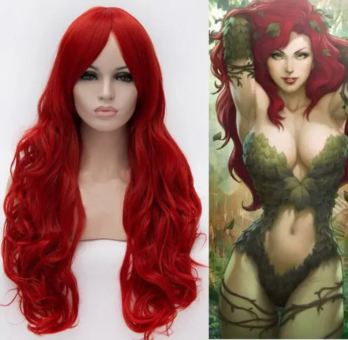 

Wig BATMAN Poison Ivy Cosplay Wigs Long Wavy Curly Red Women Girl Cos Hair Wig