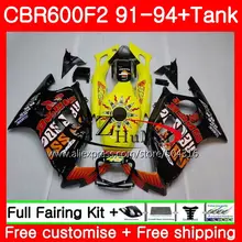 Body For HONDA CBR 600F2 Repsol yellow CBR600FS CBR 600 F2 FS 45SH21 CBR600 F2 91 92 93 94 CBR600F2 1991 1992 1993 1994 Fairings