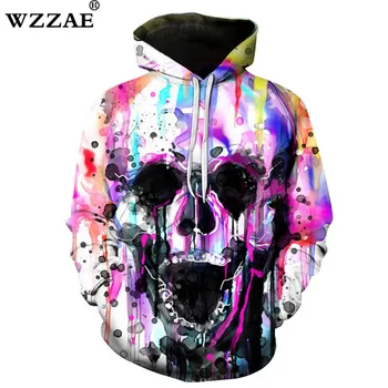 

Colorful Skull Printed Hoodies Men Women Sweatshirts 3D Novelty Streetwear Pullover Autumn Winter Hip Hop Rock Fashion Jacket