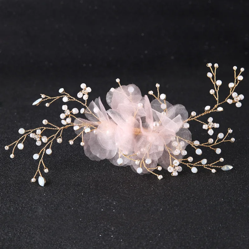 

SLBRIDAL Handmade Rhinestones Gold Crystal Pearls Flower Leaf Wedding Hair Clip Barrettes Bridal Headpieces Hair accessories