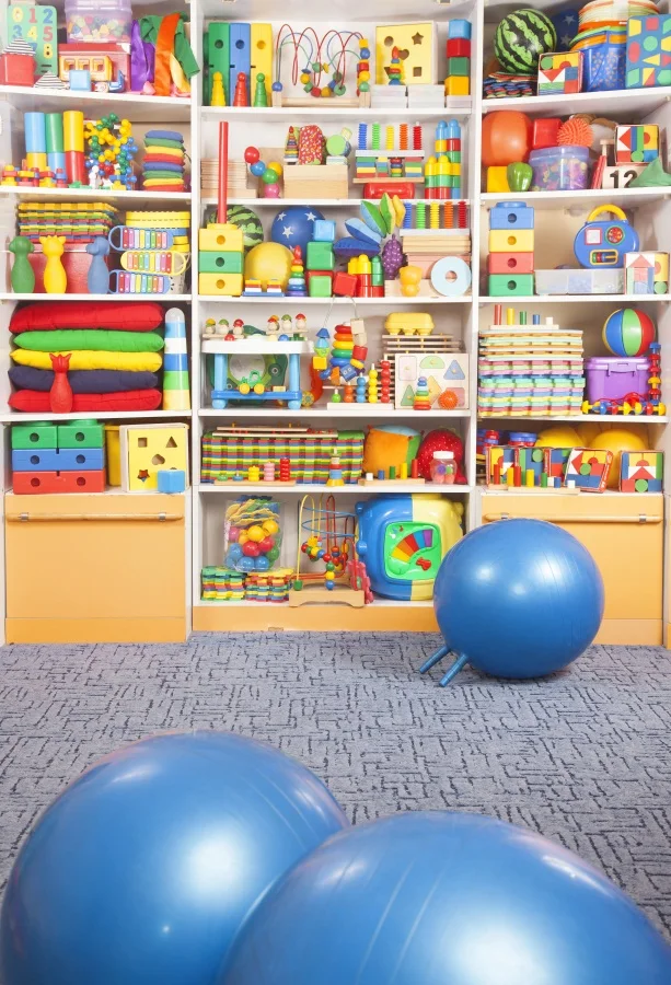 

Laeacco Baby Educational Lego Toys Shelf Ball Child Photography Backgrounds Customized Photographic Backdrops For Photo Studio
