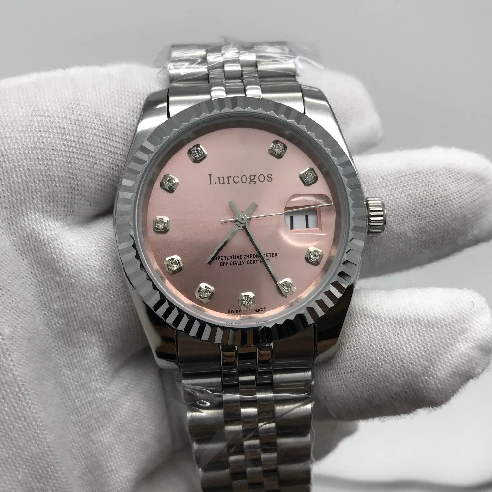 

Pink dial luxury AAA ladies watch 36mm size automatic Glide Smooth second hand datejust folding buckle top quality watches
