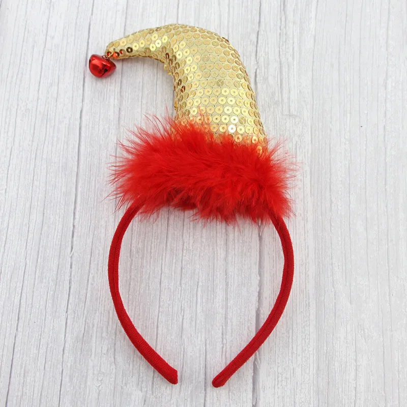 Модная Рождественская шапка Sequi с эльфом; Цвет зеленый, красный, золотой; праздничная одежда для детей; 12 шт./партия; DEC441 - Цвет: gold