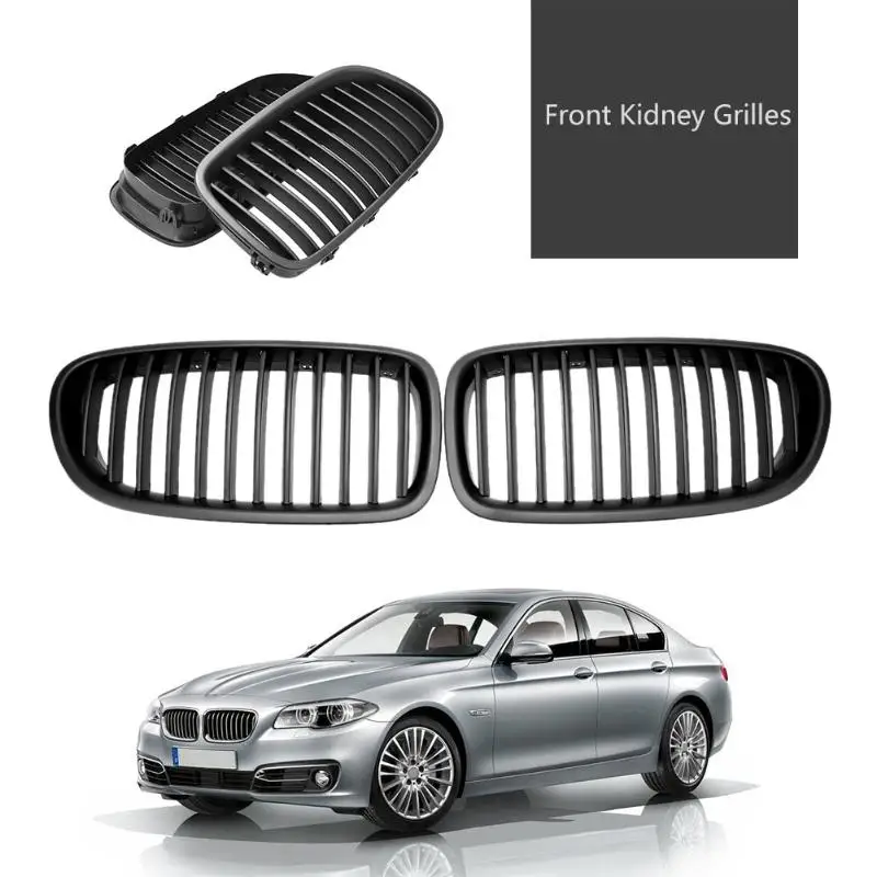 buy VODOOL 2pcs Car Styling Accessory Matte Black Front Kidney Grilles for BMW 5 Series 520i F10 523i 2010 2014 Auto Vehicle Part
