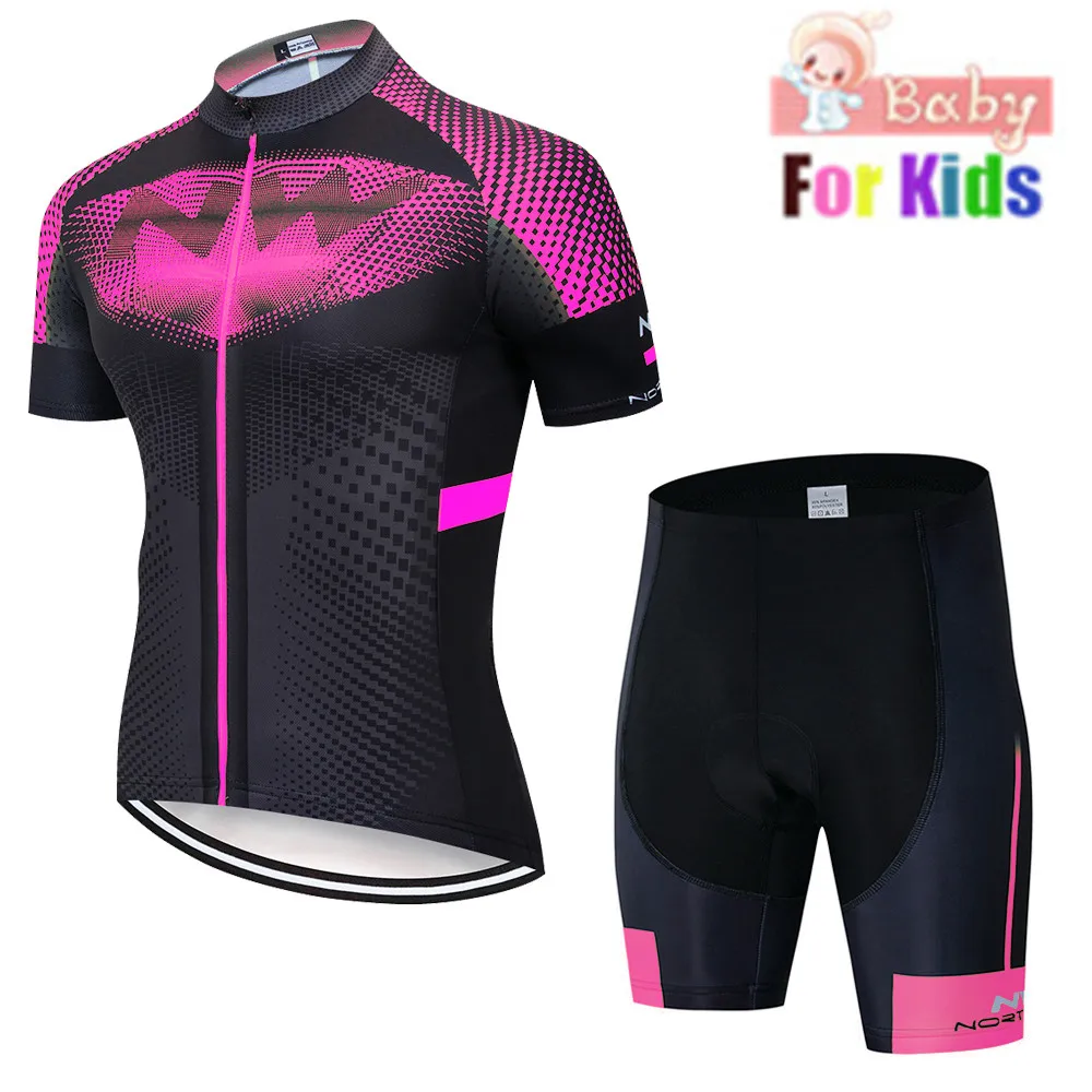

KidsBreathable Cycling Clothing Children Bike Jerseys Shorts sets Bicycle Top Ropa Ciclismo mtb Shirts Suit Pink and Multicolor