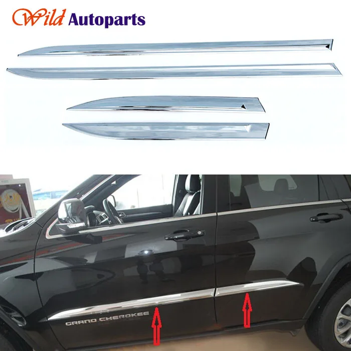 4pcs ABS Chrome Body Door Side Molding Trim Cover Accessories for Jeep