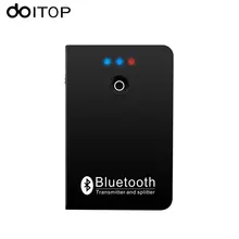 DOITOP Беспроводной Bluetooth аудио передатчик и сплиттер A2DP адаптер Беспроводной аудио адаптер 3,5 мм Aux подключение к двум устройствам A3