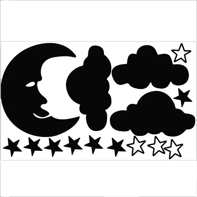 Moon and stars clouds vinyl wall sticker for nursery room cute smiling
