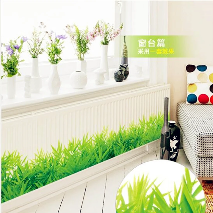 Baseboard Green grass waterproof DIY Removable Art Vinyl Wall Stickers Decor ...