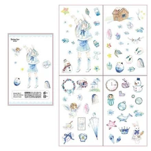DOLLRYGA Stickers lote jouet enfant Children Winter Cartoon Girl Gift knutselen kinderen Self-adhesive Children Sticker 4pcs/bag