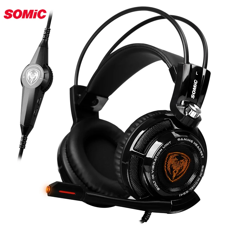 

Somic G941 Headset 7.1 Virtual Surround Sound USB Headband Headphone with Vibrating Microphone led Light headphones for computer