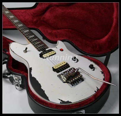 Высшее качество электрическая гитара Relic Wolfgang Zebra Humbucker Kill Swtich FR Bridge белого
