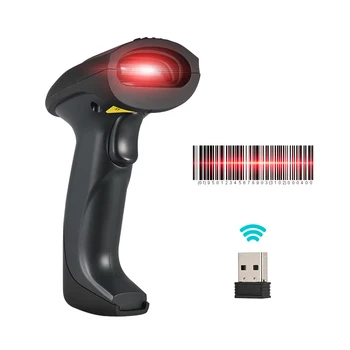 

Wireless 2.4G Handheld 1D Barcode Scanner Screen Bar Code Reader 280 times/s Decoder with USB Receiver 10,000 Barcodes Storage