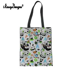 Бесшумный дизайн женская переносная сумка холщовая хозяйственная сумка принт панды сумка на плечо Sac основной Femme студенческие сумки на заказ