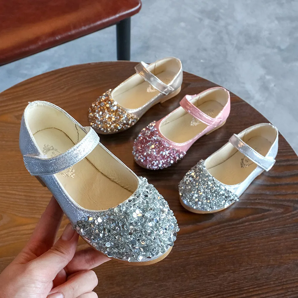 

Children's autumn rhinestones small shoes sequins princess shoes girls princess shoes single shoes three colors optional