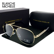 Высококачественные солнцезащитные очки пилота с большой металлической оправой и памятью, мужские поляризованные солнцезащитные очки UV400, мужские Брендовые очки для вождения с коробкой