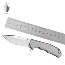 Kizer folding knifes flipper knife 2018 new arrivals M390 steel blade titanium knife for edc outdoor bushcraft hand tool