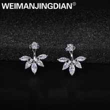 WEIMANJINGDIAN Новое поступление завод кубического циркония CZ кристалл серьги гвоздики для женщин или свадьбы в белом золотом цвете