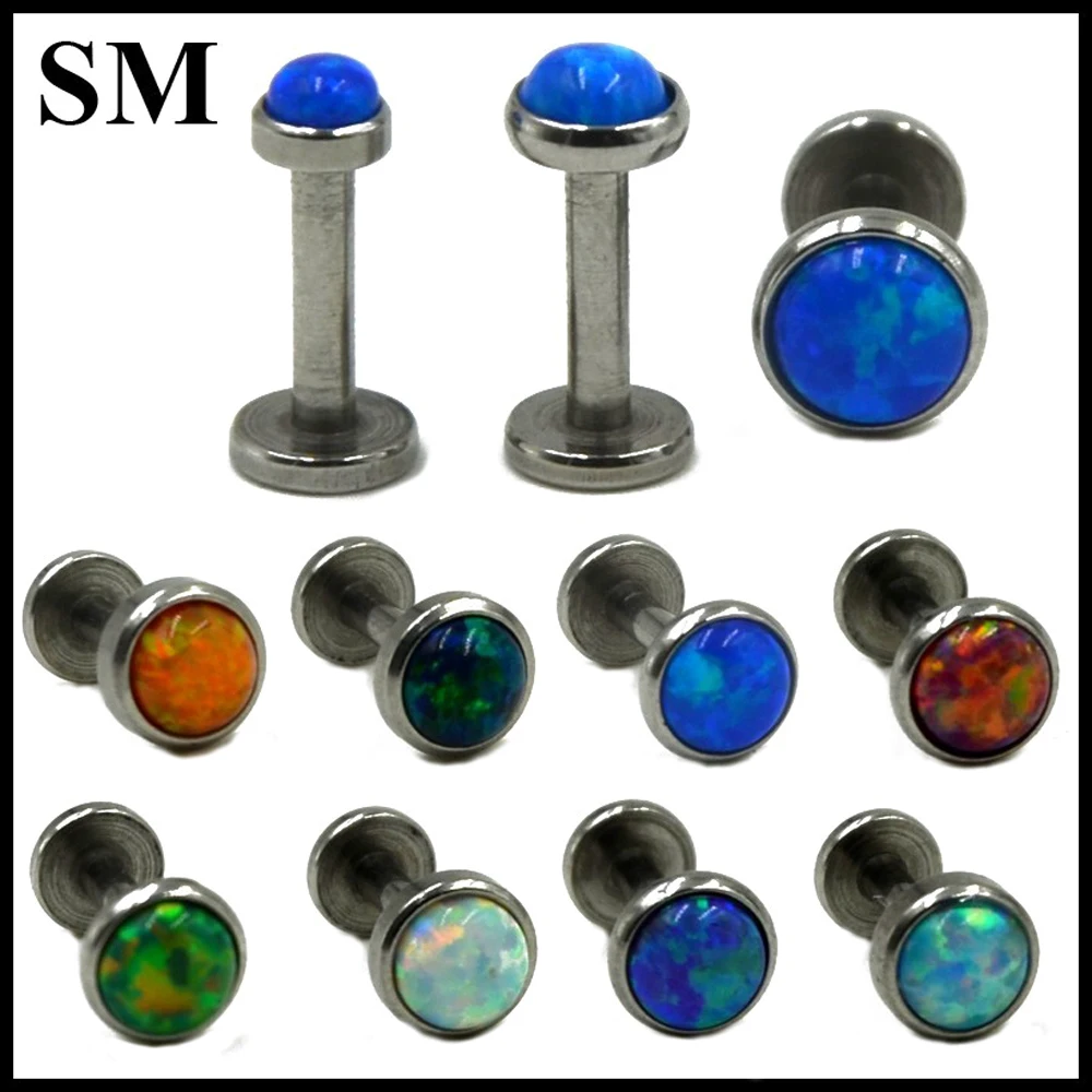 

1PC 316l Surgical Steel Internally Thread Opal Stone Labret Stud Lip Piercing Ring Opal Ear Cartilage Tragus 16g Sexy Jewelry
