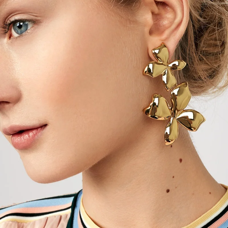 

Joolim Jewelry Wholesale/Gold Color Flower Drop Earring Dangle Earring