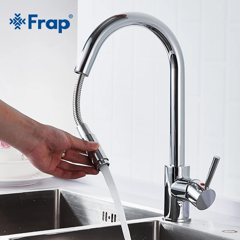 

Frap Nickel Brushed Kitchen Sink Faucet Brass 360 Rotation Pull Out Purifed Water Outlet Spray Mixer Tap Single Handle Y40070