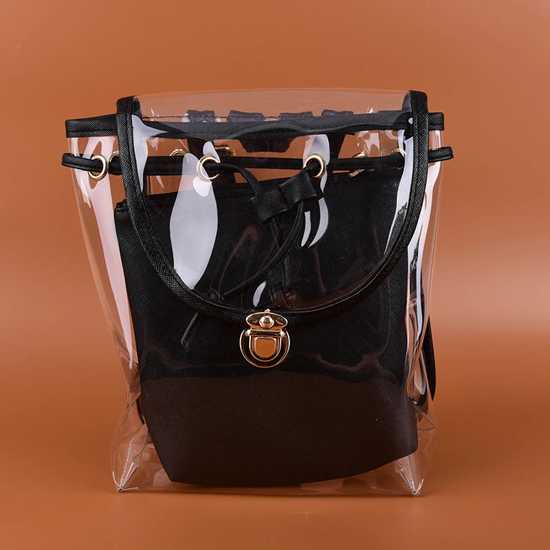 New Arrival Women Transparent Backpacks High Quality Hasp PVC Preppy School Bags for Teenage Girls Casual Rucksack Mochila