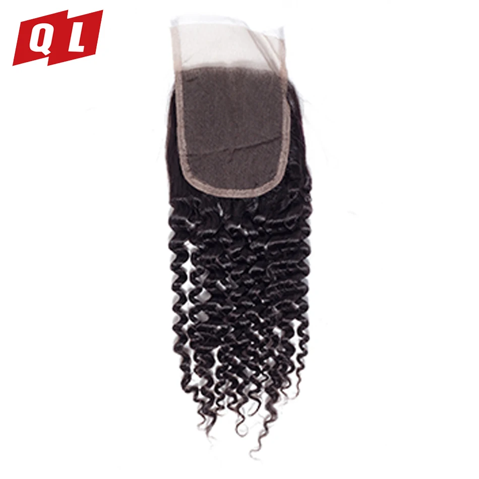 

QLOVE HAIR Peruvian Kinky Curly 4x4 Lace Closure 8-20 Inch Non-Remy Hair Natural Color 100% Human Hair Swiss Lace Free Shipping