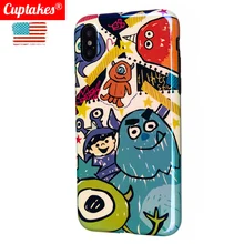 

Cuptakes Luxury Soft Silicone Case for iPhone X 6 6S Plus 8 10 7 Cover Blue Ray Cute Patterned GreenMonster Phone Cases Coque