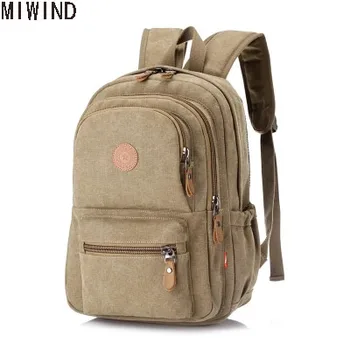 

MIWIND Backpack Canvas For Men and Women Small Vintage Canvas Backpack Schoolbag Travel Bag TSS1500