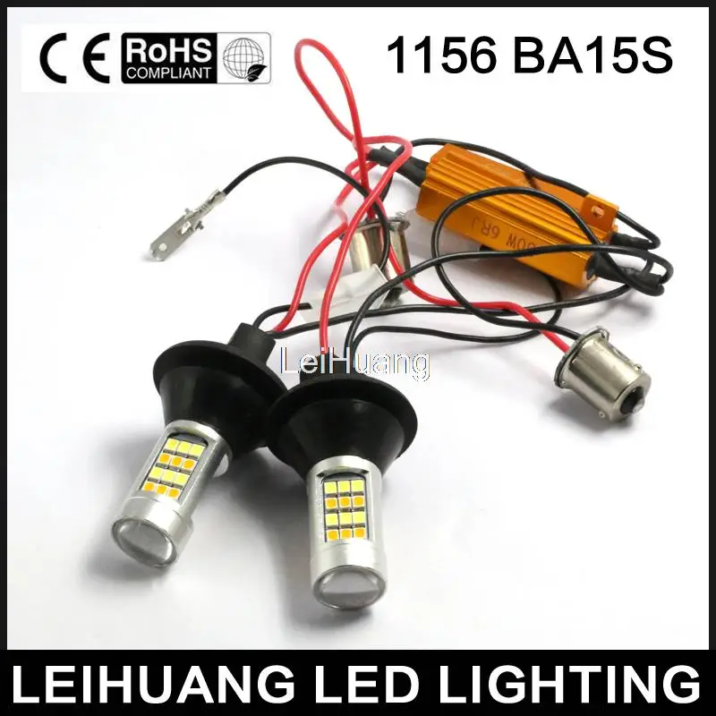 

2pcs 1156 S25 Dual-Color Switchback LED Turn Signal Light With DRL Function Kit