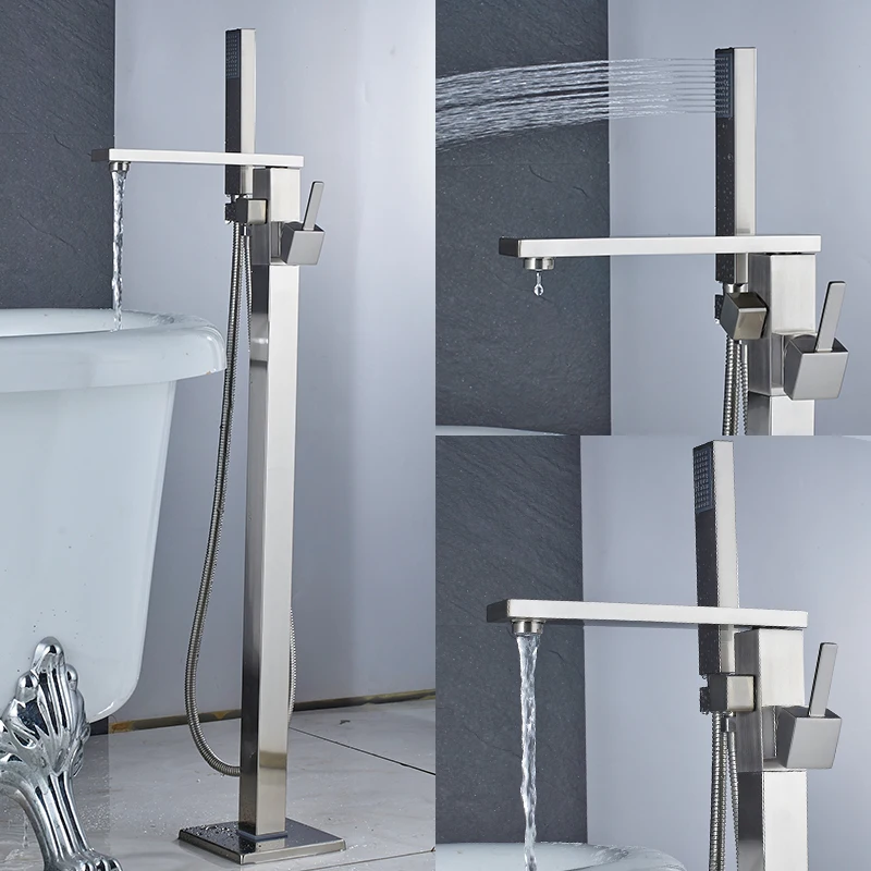 quyanre bronze black chrome floor stand faucet mixer single handle mixer tap bathroom shower mixer faucet6