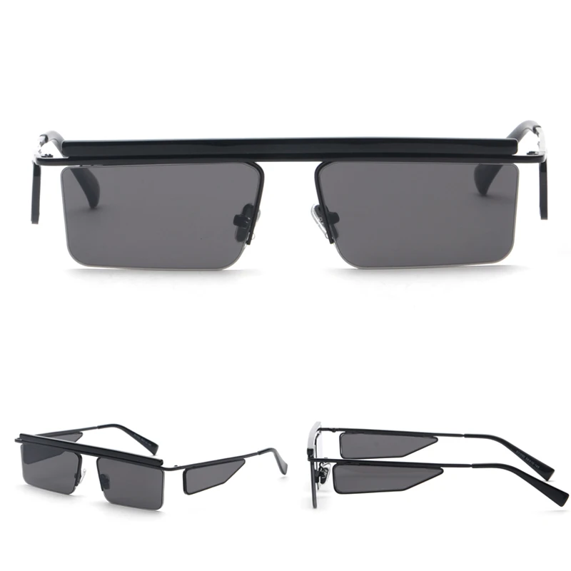 Peekaboo, черные прямоугольные солнцезащитные очки, мужские квадратные летние, металлическая полуоправа, коричневые, красные, модные солнцезащитные очки для женщин, бренды uv400