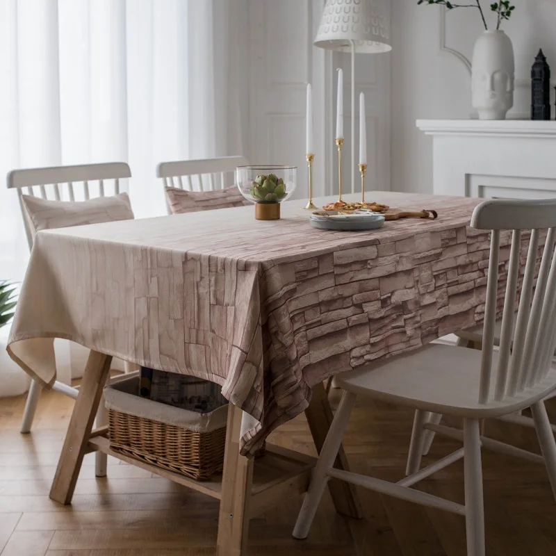 Vintage Gradient Brick Wall Tablecloths For Kitchen Rectangular