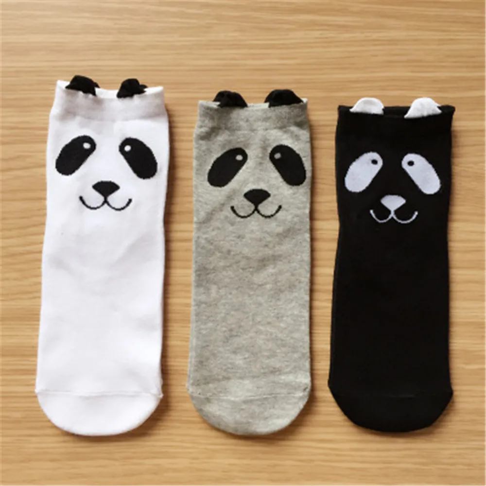 1 пара, милые короткие носки для взрослых с рисунком животных на весну и осень, носки с расцветкой «панда», милые носки до щиколотки с 3D принтом