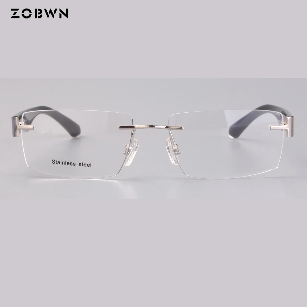 

wholesale new arrival silver gun Colors rimless for Reading Glasses Glasses women Men Brand Design Anti UV400 put myopia lens