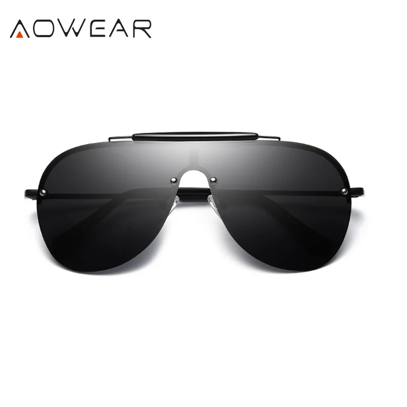 Солнцезащитные очки AOWEAR поляризационные мужские зеркальные без оправы для