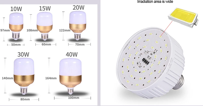 E27 Светодиодный светильник 10 Вт 15 Вт 20 Вт 30 Вт 40 Вт 50 Вт энергосберегающий Bombilla Ampoule светодиодный светильник 220 В 6500 к холодный белый Светодиодный светильник для дома