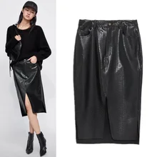 Новая высокая талия Показать Тонкий Шаг пакет бедра юбка Ранняя весна женские животные тиснение юбки 02398252800