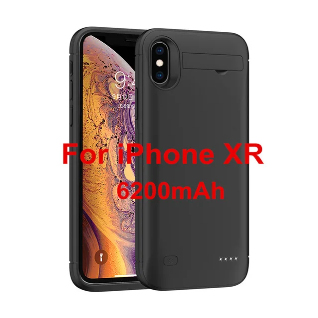 6200 мАч Расширенный чехол для аккумулятора телефона для iPhone xs/xr Внешний чехол для зарядки аккумулятора для iPhone x/xs max портативный аккумулятор - Цвет: Black For XR