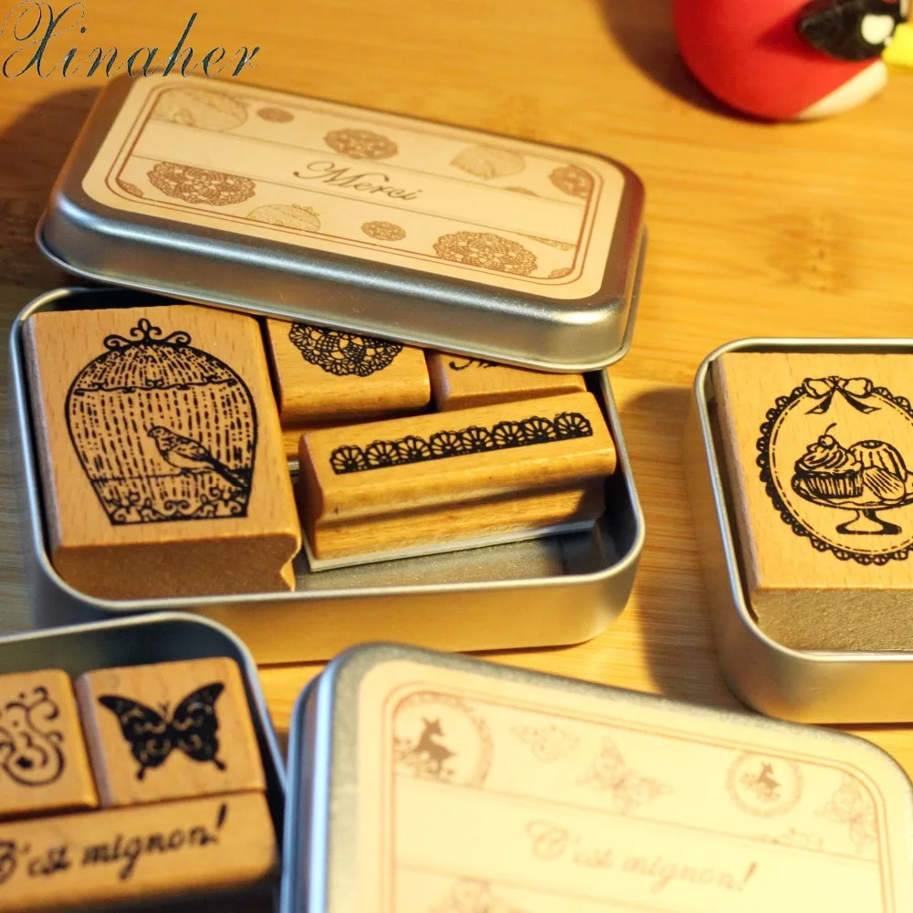 

XINAHER Vintage cute good time decoration stamp wooden rubber stamps for scrapbooking stationery DIY craft standard stamp