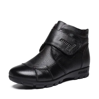 

Plus size25-62 Autumn Winter Shoes Woman Genuine Leather Flat Snow Boots Ankle Boots Women Thickening Warm Shoes Women Boots