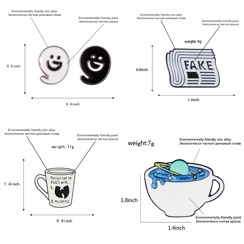 Ежедневные поставки Эмаль Булавка кофейная кружка коробка для еды значок булавки на лацканы чашка планеты милый зуб газета Броши для женщин украшения из джинсы