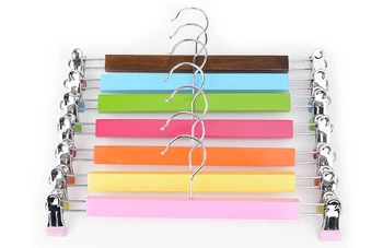 

[Free Shipping] Colorful wood clips hanger for pants and skirt,Candy color (50 pieces/ lot)