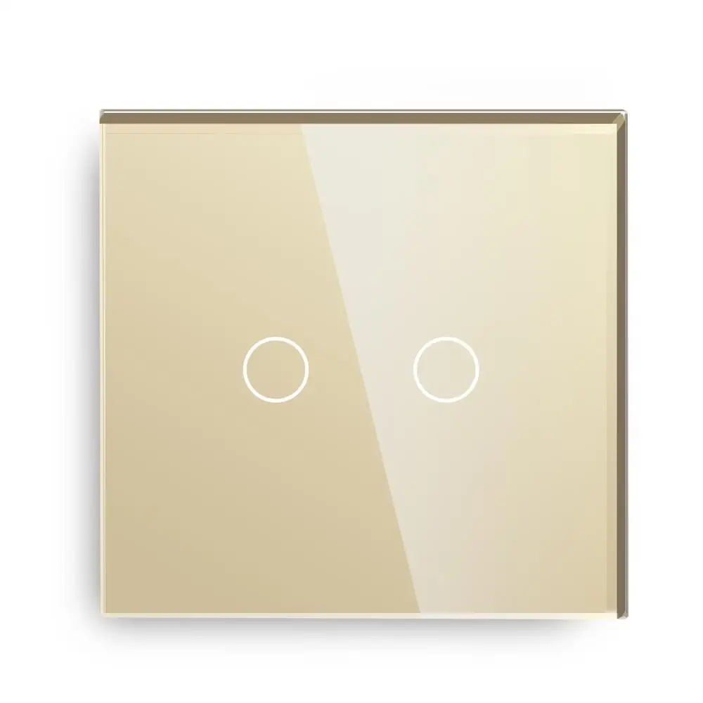 Bseed 240v Touch Switch 2 Gang 1 Way Dimmable Switch With Glass Panel